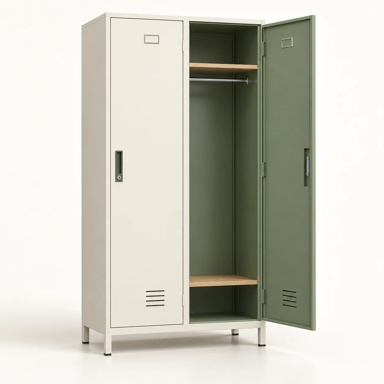 Steel dormitory wardrobes design concept, not a photograph